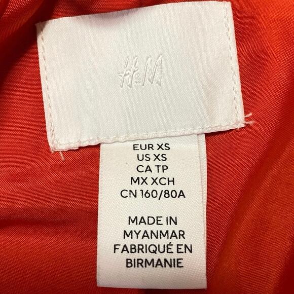 H&M Women's Red Double Breasted Long Sleeve Notch Lapel Blazer Coat Jacket Sz XS - Picture 4 of 5